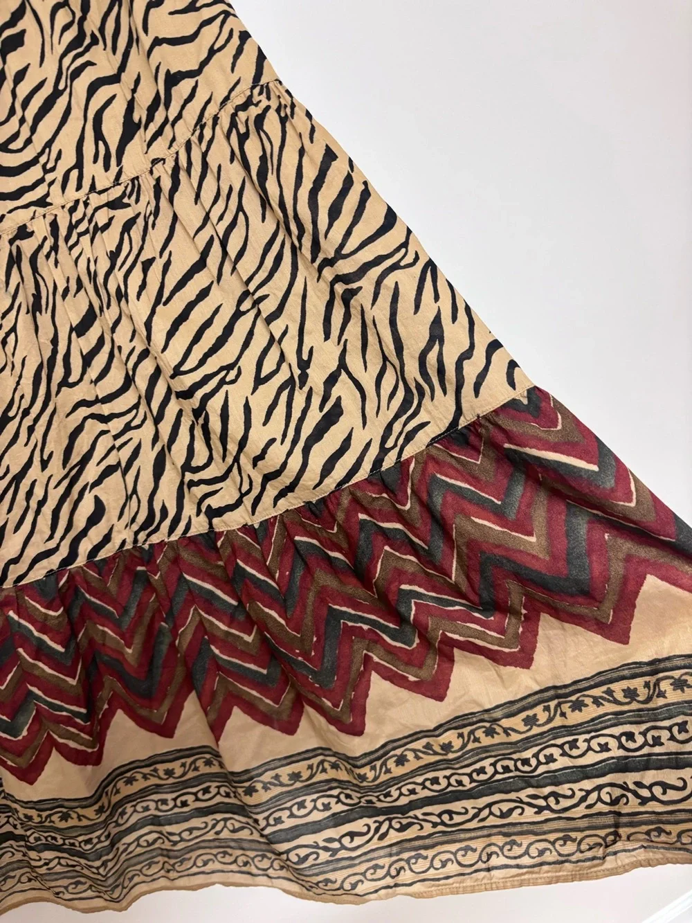 Lauren Ralph Lauren Zebra-Print Skirt Boho Cottagecore Designer Maximalist L